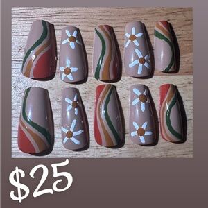 Floral and Striped Nail Art Set